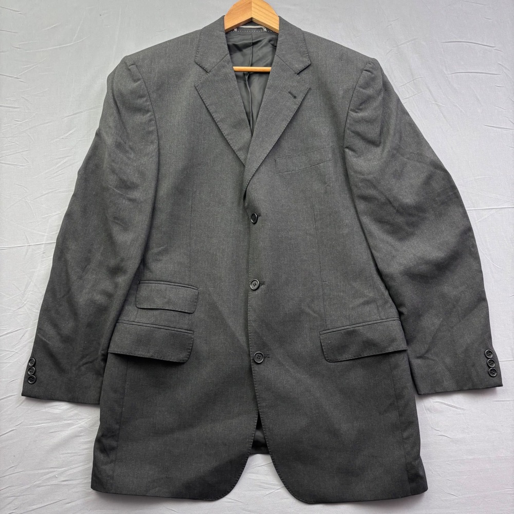 Linus‎ Hamburg Berlin Mens Charcoal Gray 3-Button Blazer Jacket Ticket Pocket